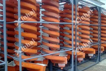 spiral chute in xinhai gold gravity separation processing plant displyed